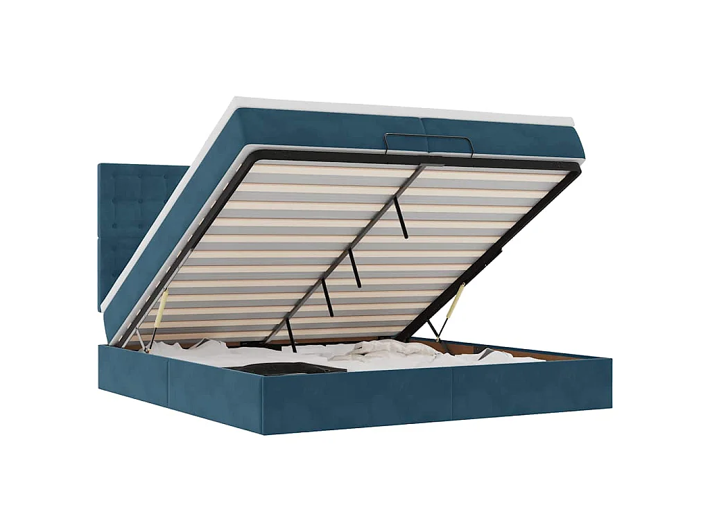 Bed poef met matrassen en leds 200x200 cm fluweel donkerblauw
