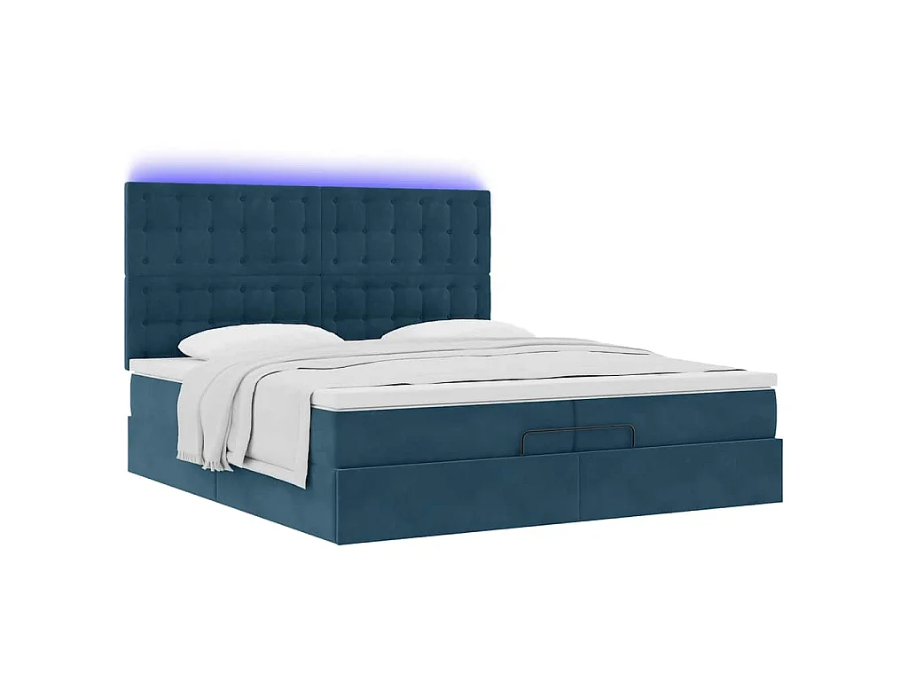 Bed poef met matrassen en leds 200x200 cm fluweel donkerblauw