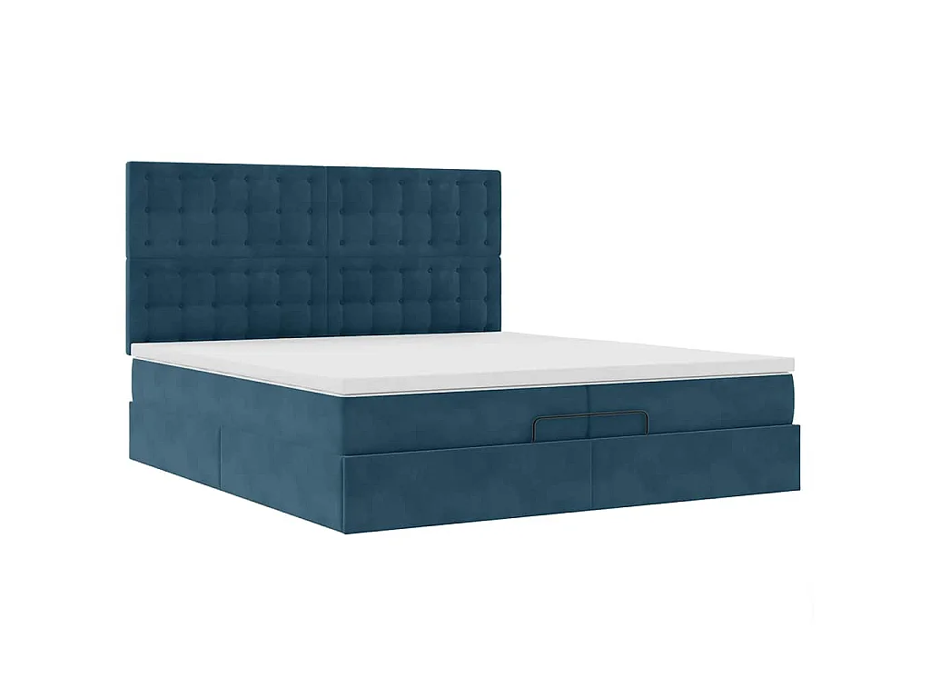 Bed poef met matrassen en leds 200x200 cm fluweel donkerblauw