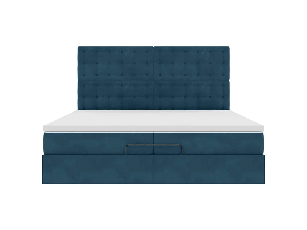 Bed poef met matrassen en leds 200x200 cm fluweel donkerblauw
