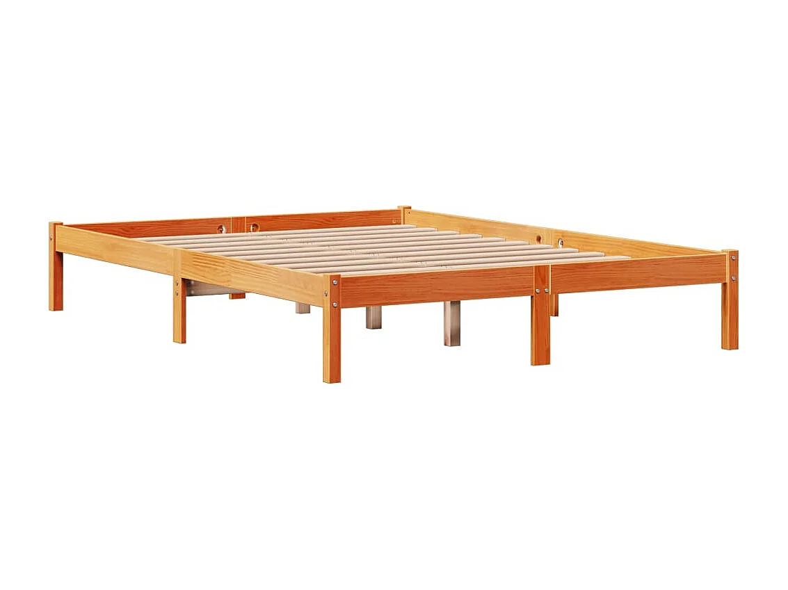 Estrutura cama c/ cabeceira 150x200cm pinho maciço castanho-mel