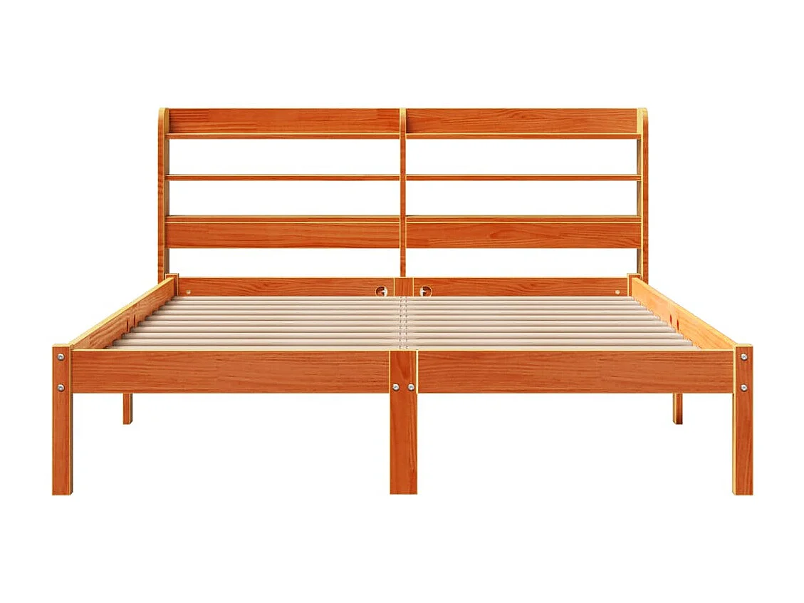 Estrutura cama c/ cabeceira 150x200cm pinho maciço castanho-mel