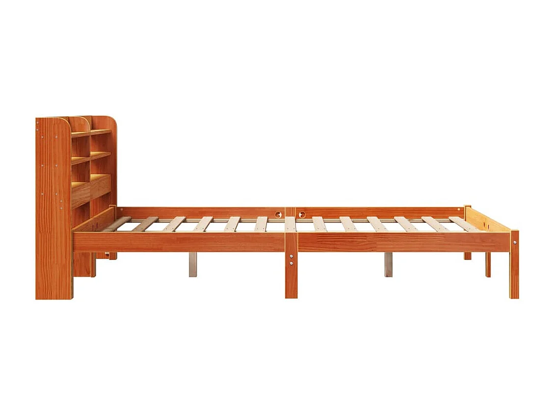 Estrutura cama c/ cabeceira 150x200cm pinho maciço castanho-mel