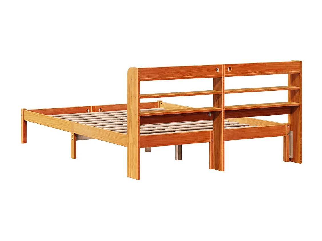 Estrutura cama c/ cabeceira 150x200cm pinho maciço castanho-mel