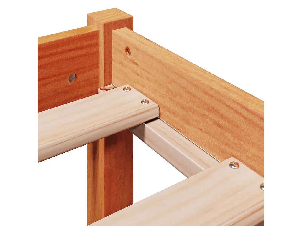 Estrutura cama c/ cabeceira 150x200cm pinho maciço castanho-mel