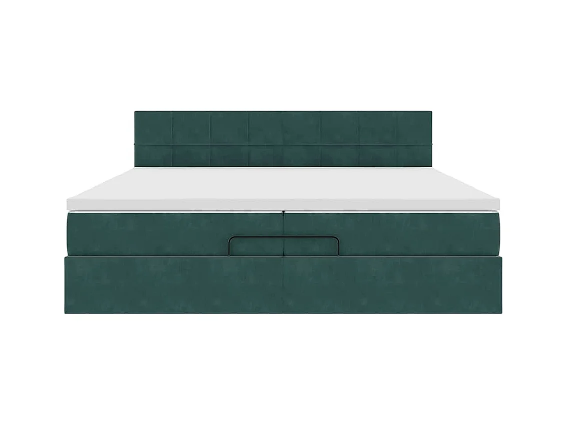 Cadre de lit ottoman avec matelas vert foncé 200x200 cm velours