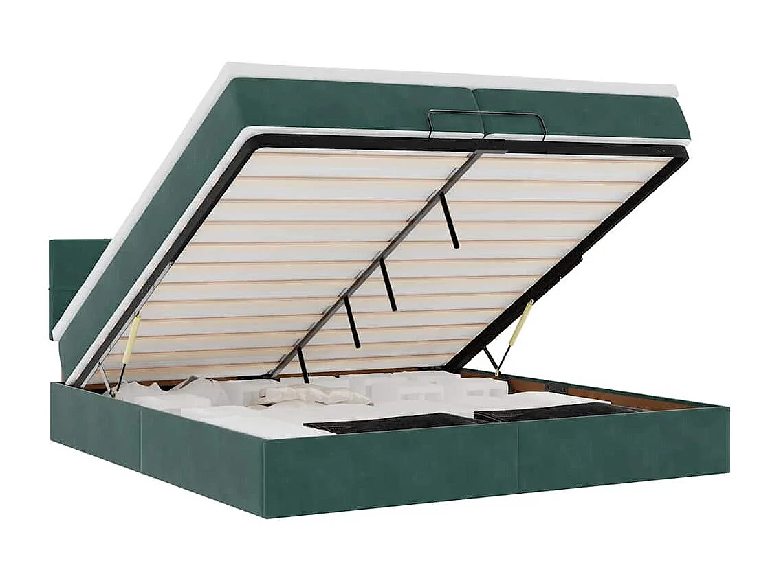 Ottoman bed met matras 200x200 cm fluweel donkergroen