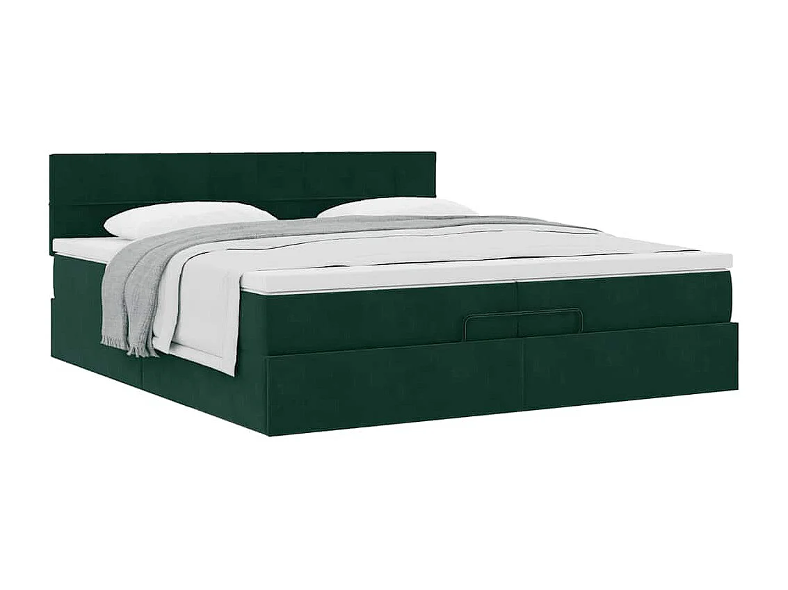 Ottoman bed met matras 200x200 cm fluweel donkergroen