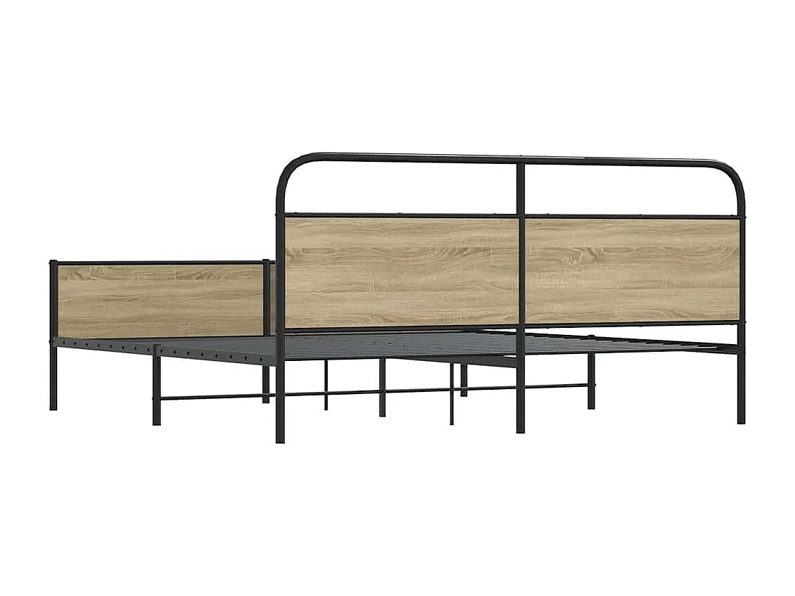 Metallbett ohne Matratze Räuchereiche 150x200 cm