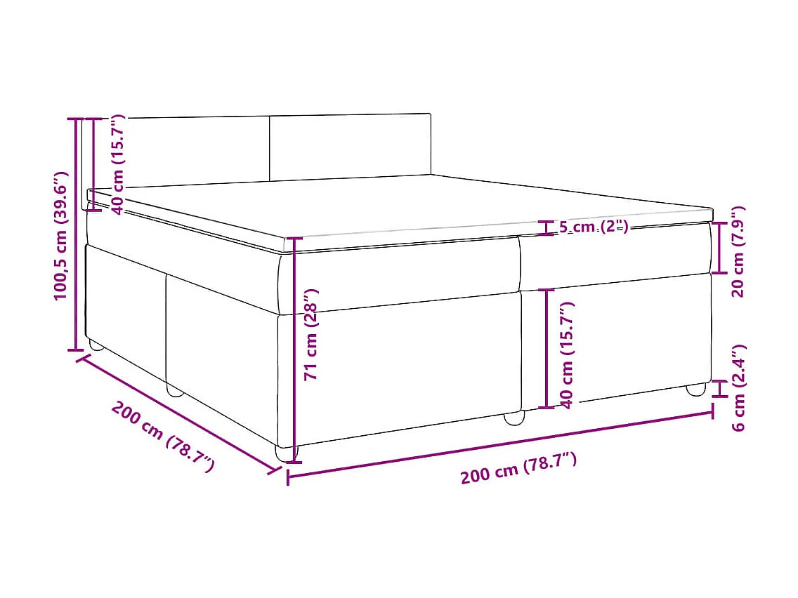 Boxspringbett mit Matratze Dunkelbraun 200x200 cm Stoff