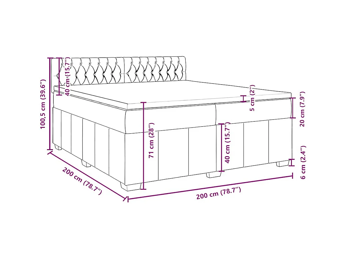 Sommier à lattes de lit avec matelas Noir 200x200 cm Tissu