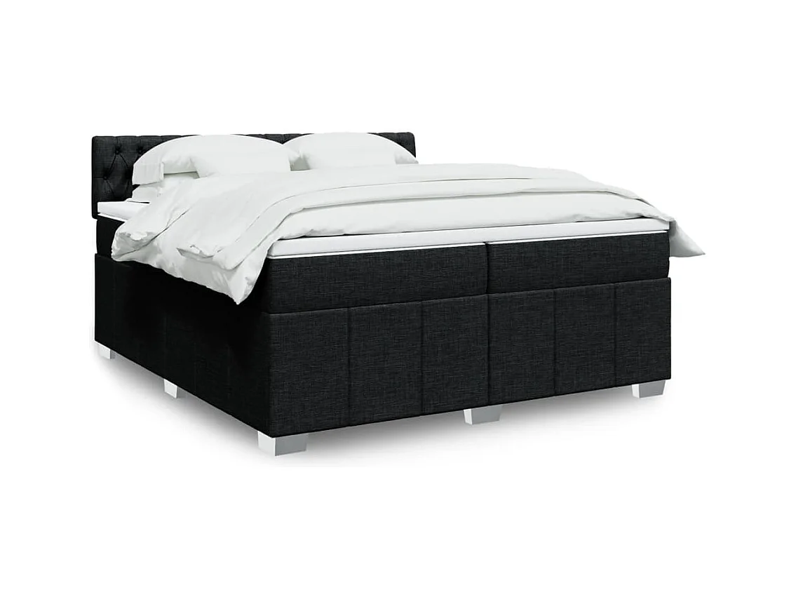 Sommier à lattes de lit avec matelas Noir 200x200 cm Tissu