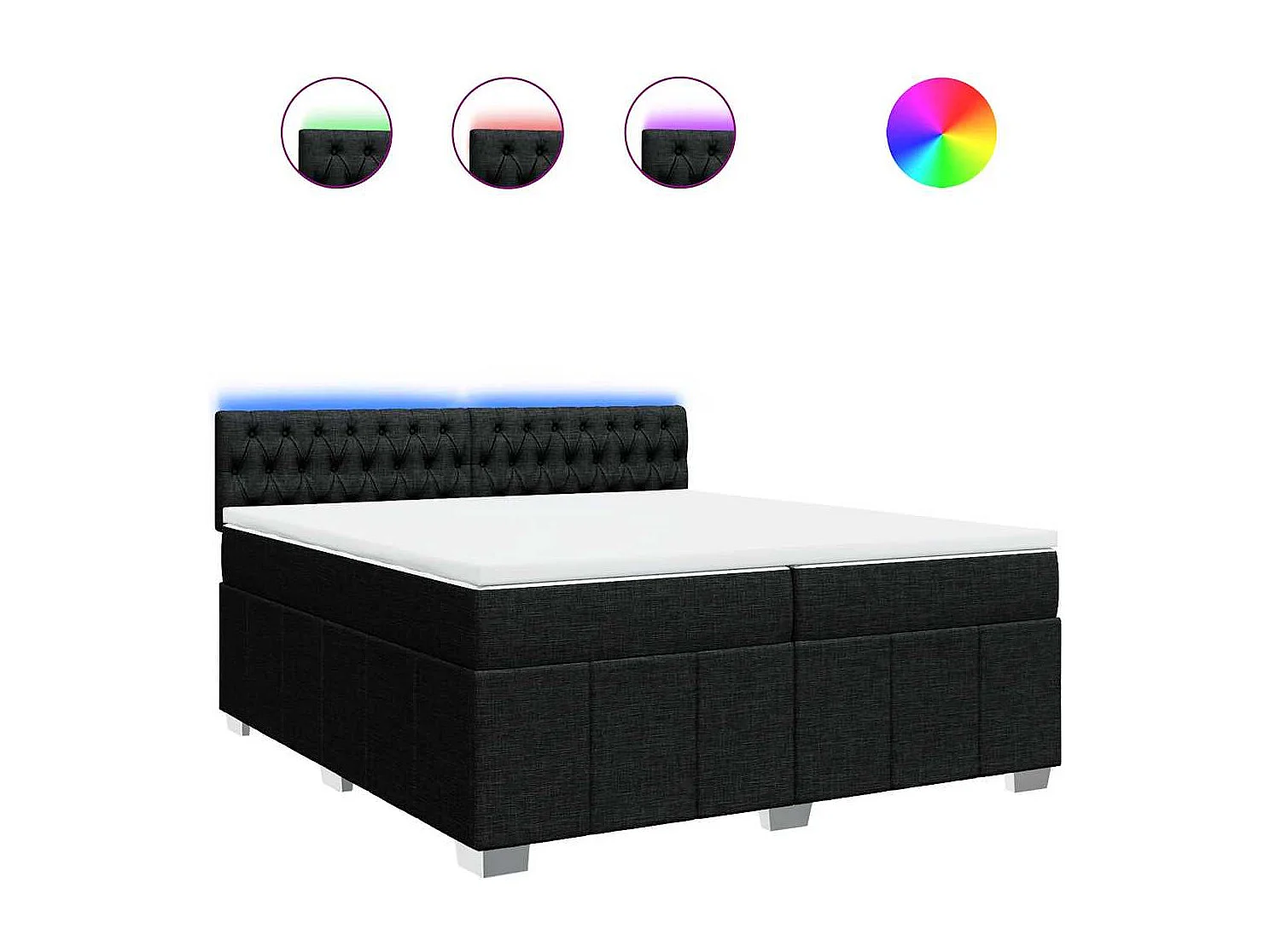 Giroletto a Molle con Materasso Nero 200x200 cm in Tessuto