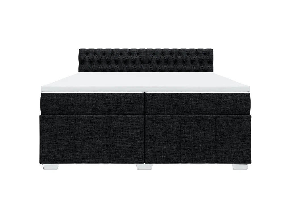 Cama box spring con colchón tela negro 200x200 cm