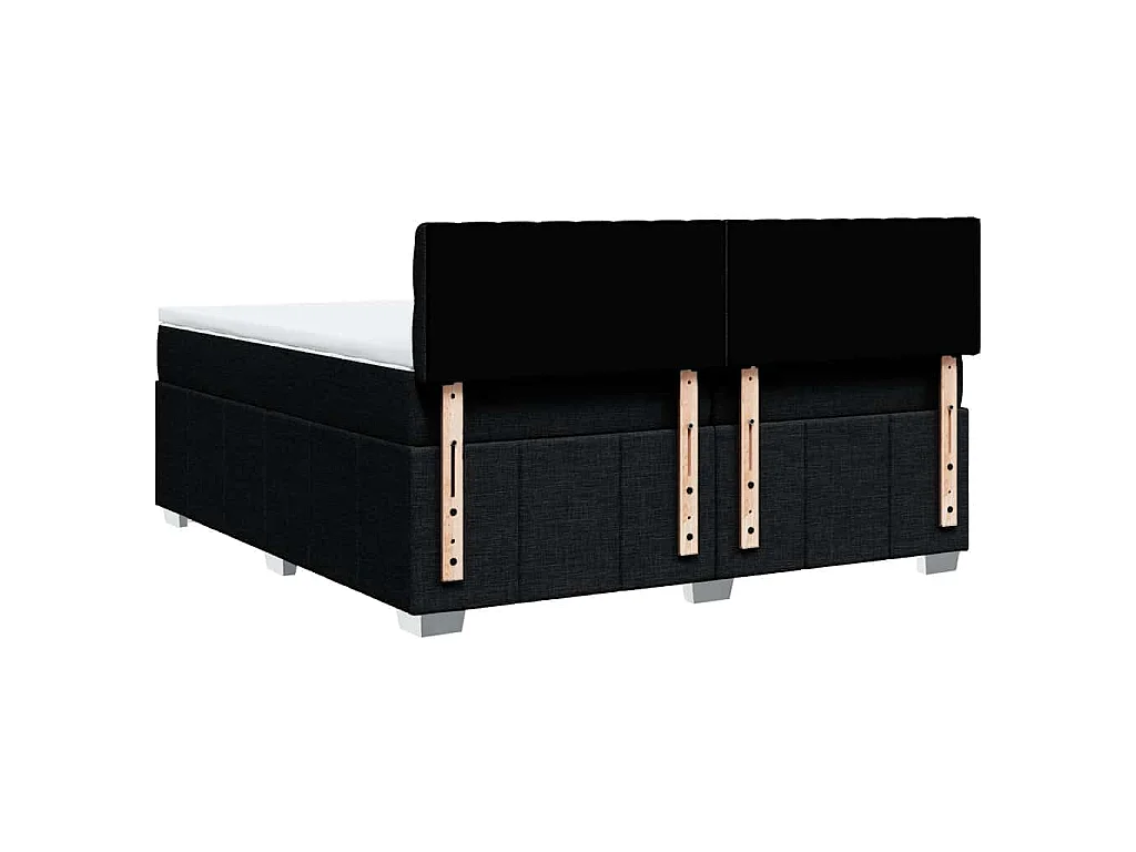 Cama box spring con colchón tela negro 200x200 cm