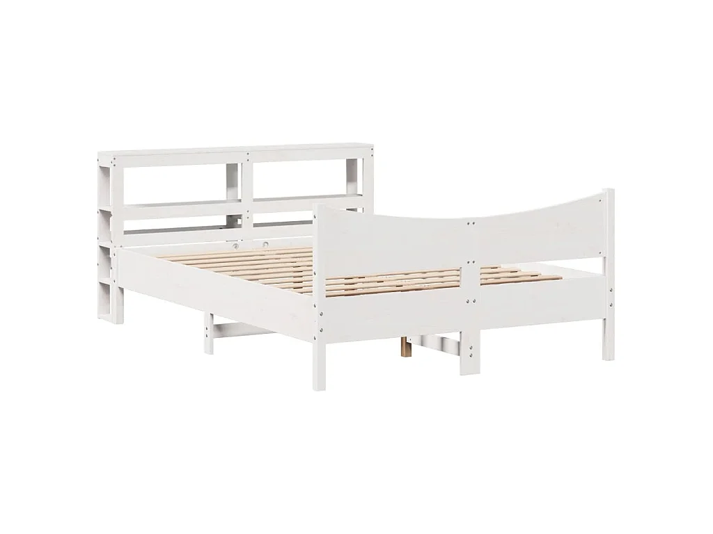 Giroletto con Testiera Bianco 150x200 cm Legno Massello di Pino