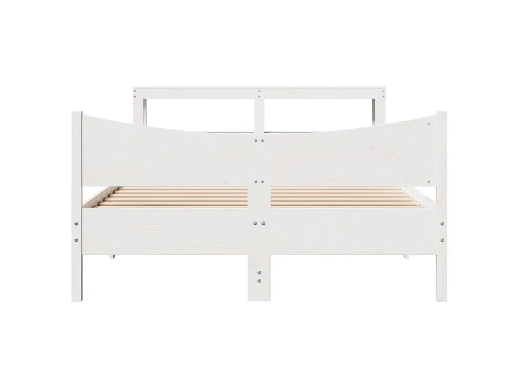 Giroletto con Testiera Bianco 150x200 cm Legno Massello di Pino