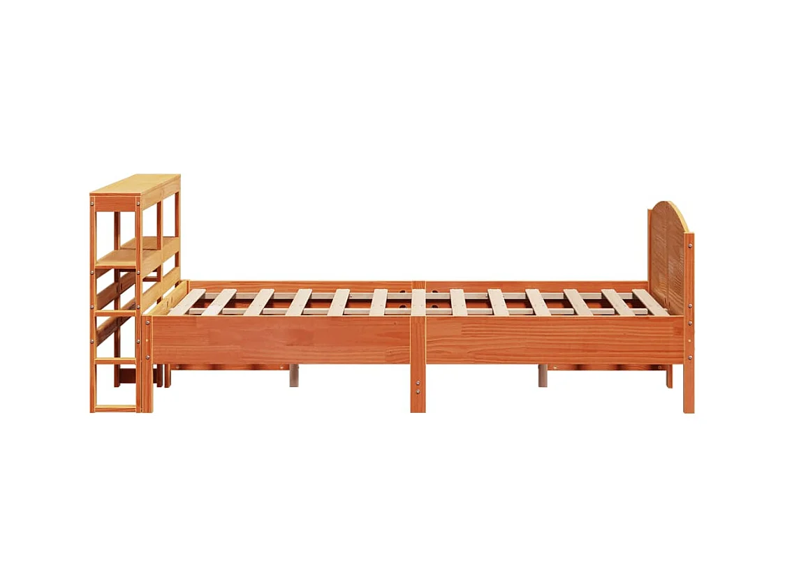 Cama sin colchón madera maciza pino marrón cera 150x200 cm