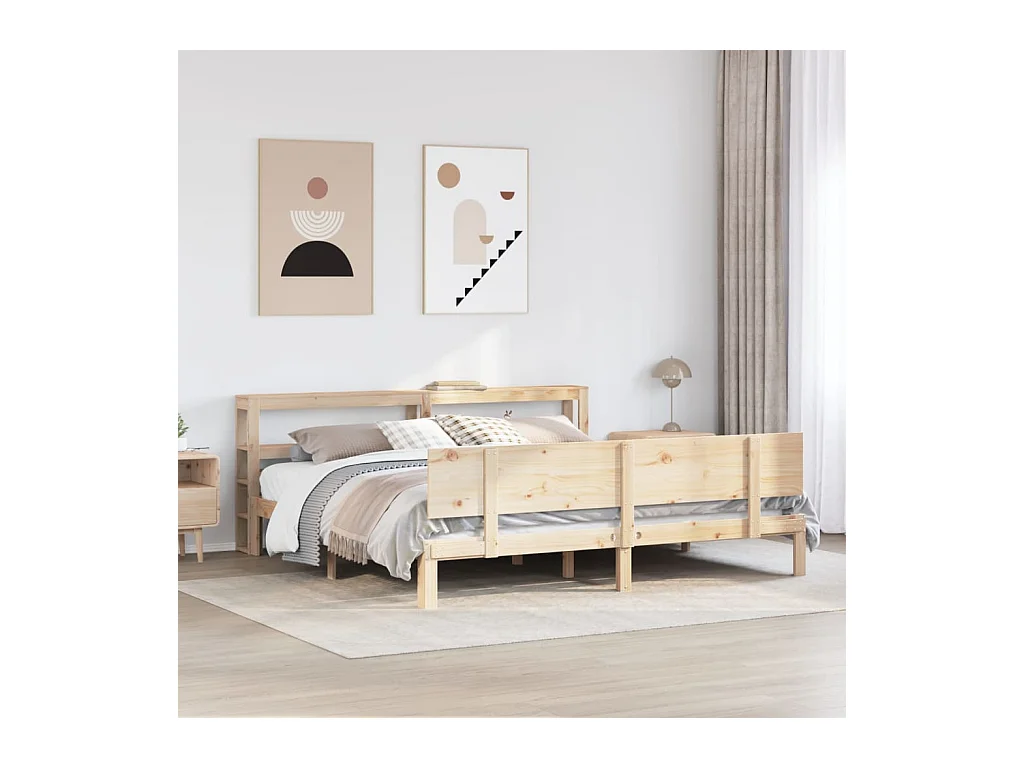 Cadre de lit avec tête de lit sans matelas 200x200 cm