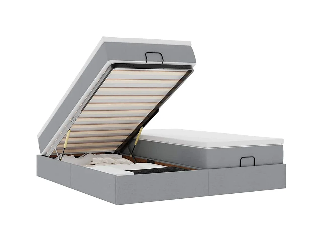 Struttura Letto Pouf con Materassi 200x200 cm in Tessuto