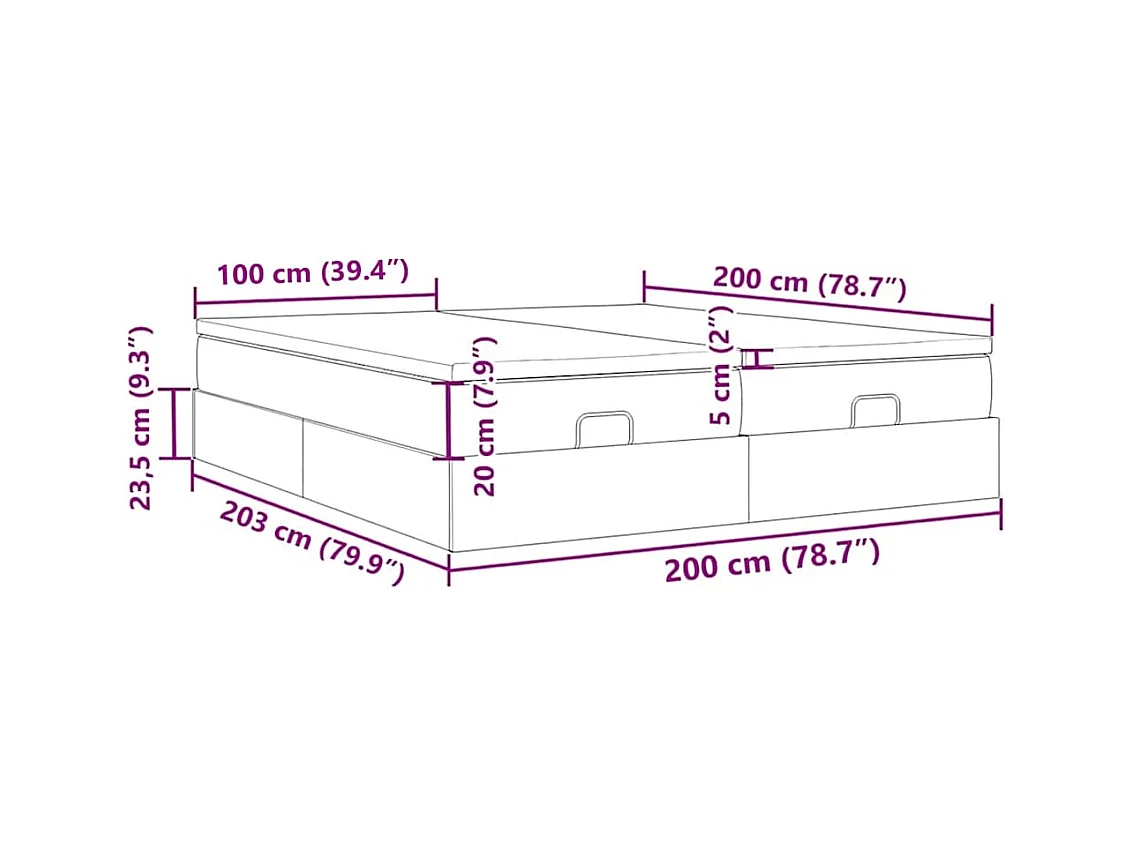 Struttura Letto Pouf con Materassi 200x200 cm in Tessuto