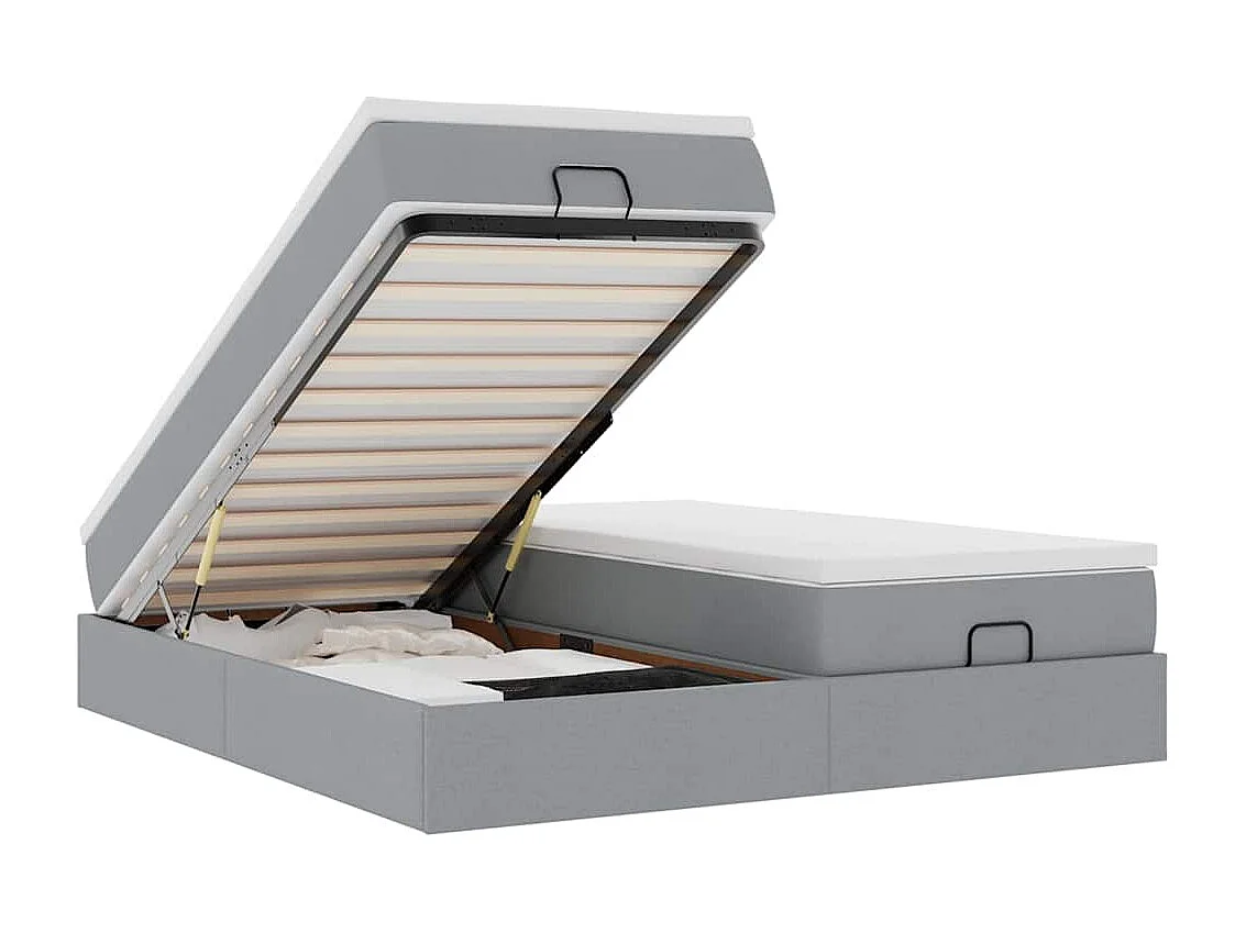 Ottoman bed met matrassen 200x200cm stof lichtgrijs