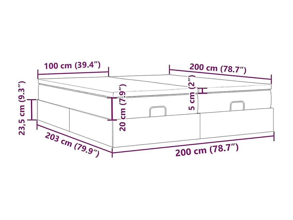 Ottoman bed met matrassen 200x200cm stof lichtgrijs