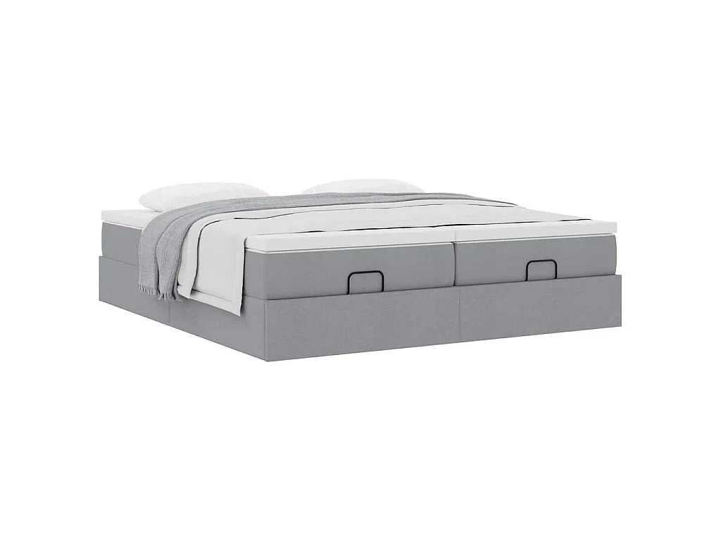 Struttura Letto Pouf con Materassi 200x200 cm in Tessuto