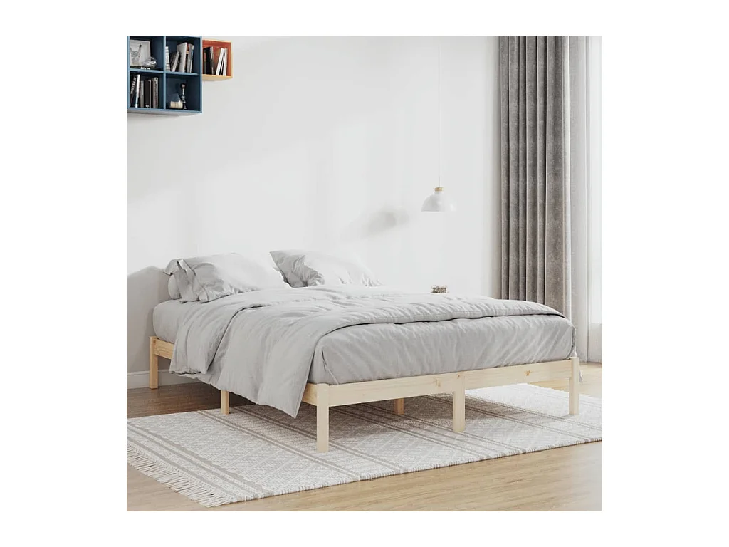 Estructura de cama sin colchón madera maciza de pino 193x203 cm