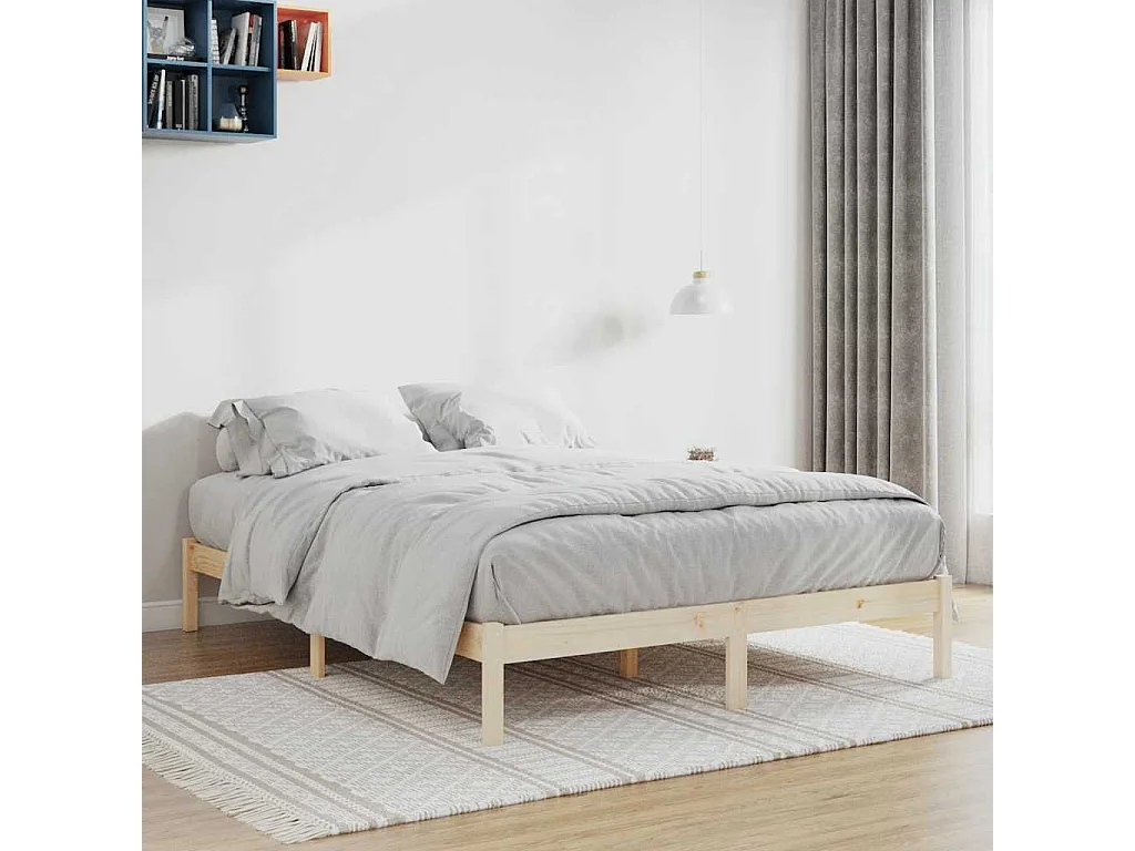 Cadre de lit sans matelas 193x203 cm bois massif de pin