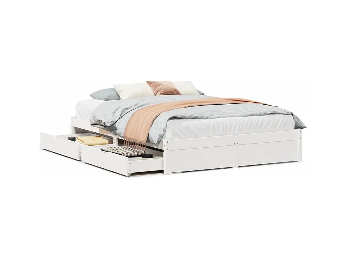 Estructura de cama sin colchón madera de pino blanca 150x200 cm