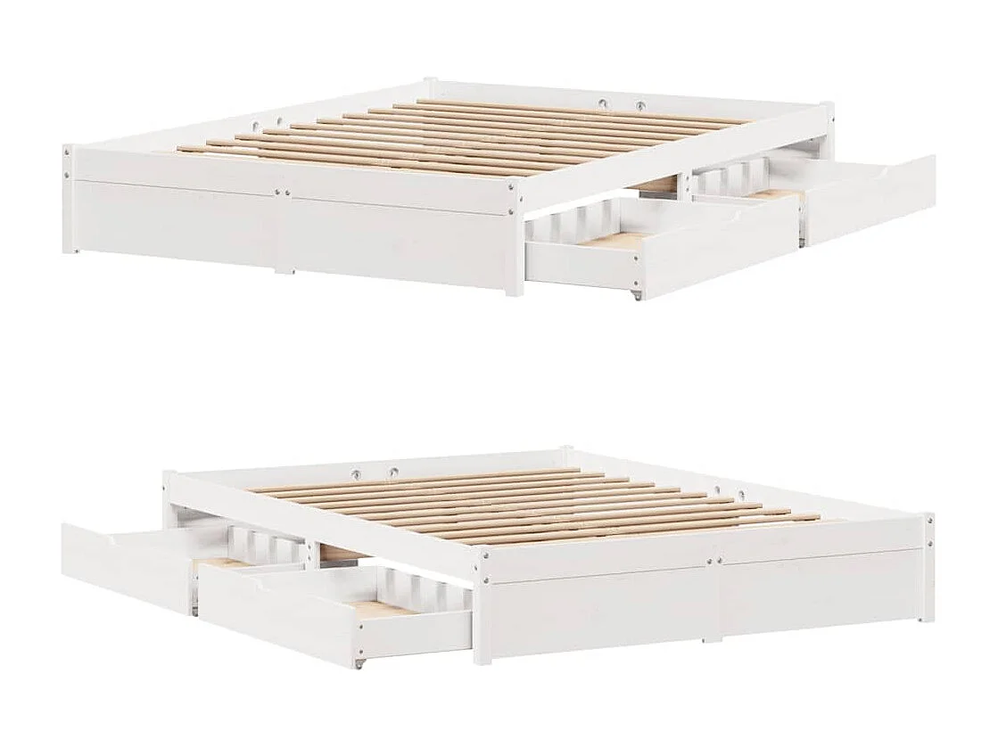 Estructura de cama sin colchón madera de pino blanca 150x200 cm