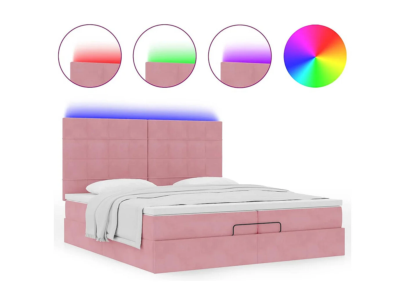 moldura de cama otomana  com colchão rosa 200x200cm Veludo
