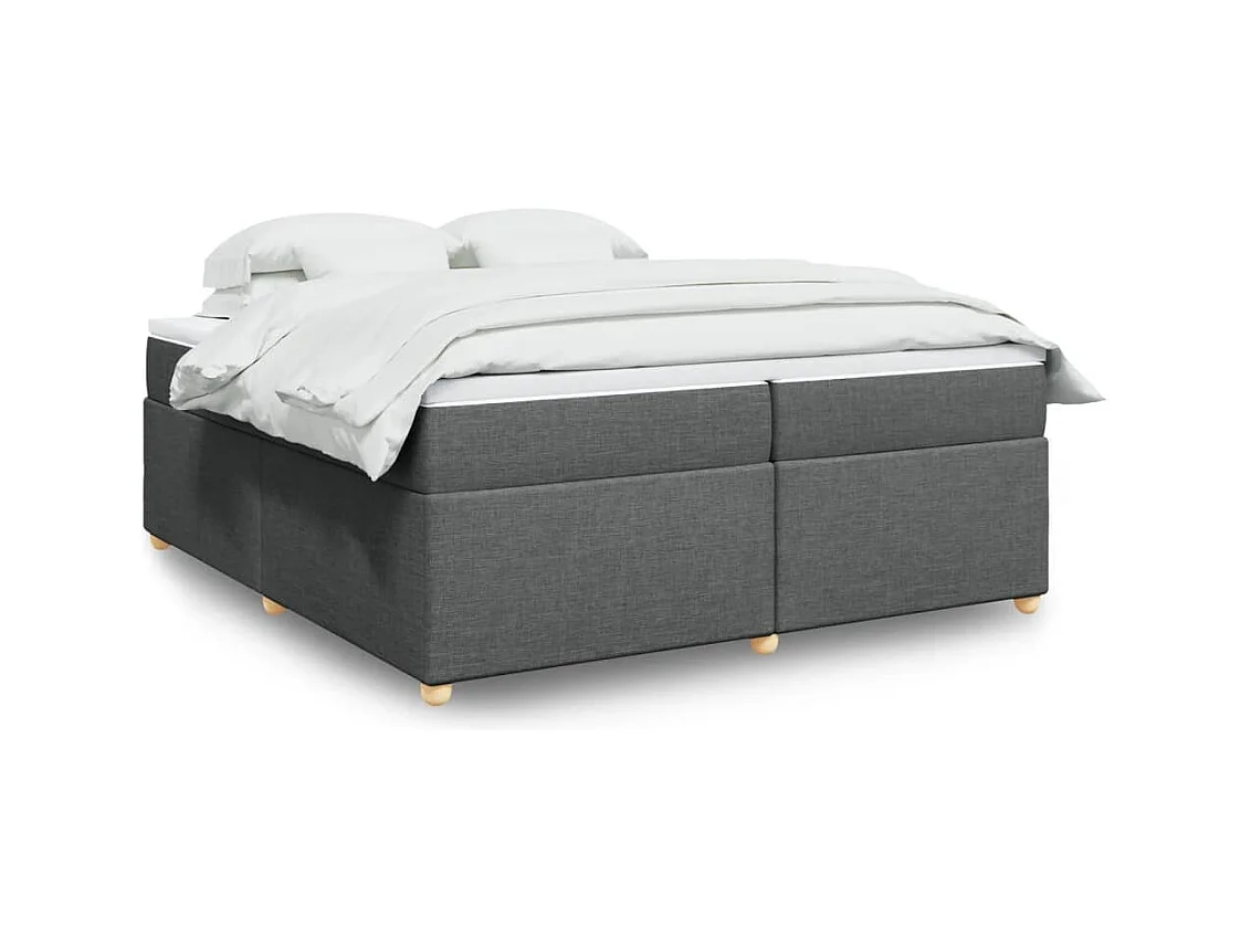 Sommier à lattes de lit avec matelas Gris foncé 200x200cm Tissu