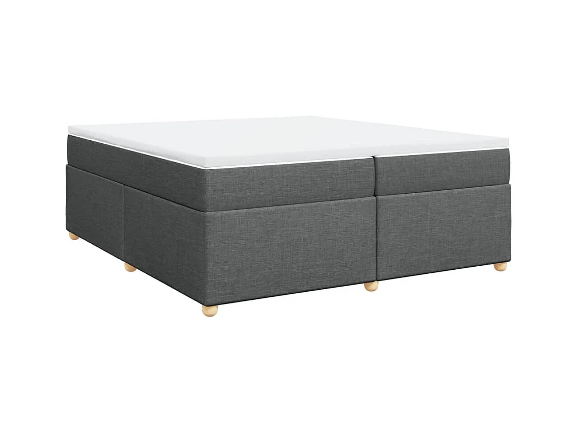 Sommier à lattes de lit avec matelas Gris foncé 200x200cm Tissu