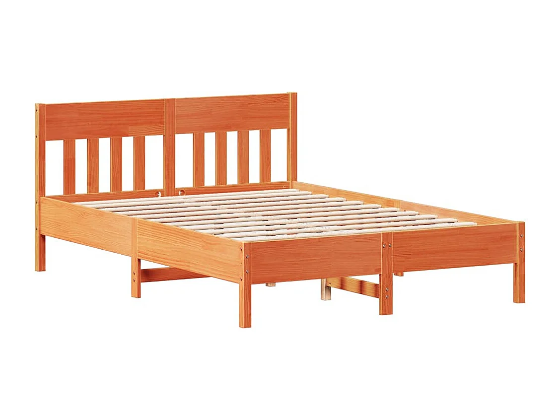 Cadre de lit sans matelas cire marron 150x200cm bois pin massif