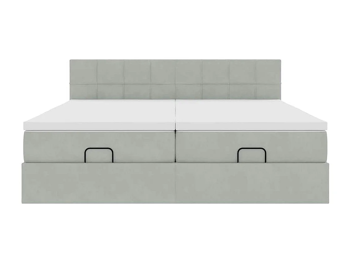 Cadre de lit ottoman avec matelas gris clair 200x200 cm velours