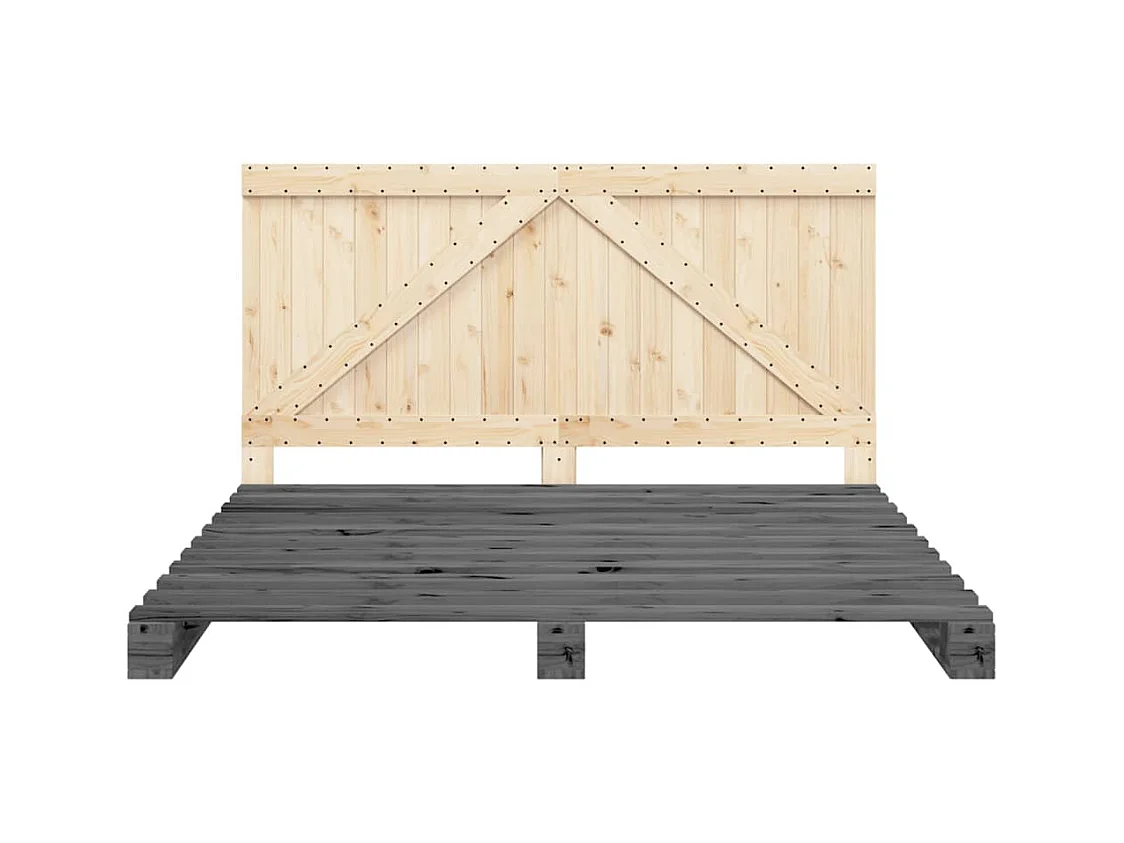 Cadre de lit sans matelas gris 200x200 cm bois massif de pin