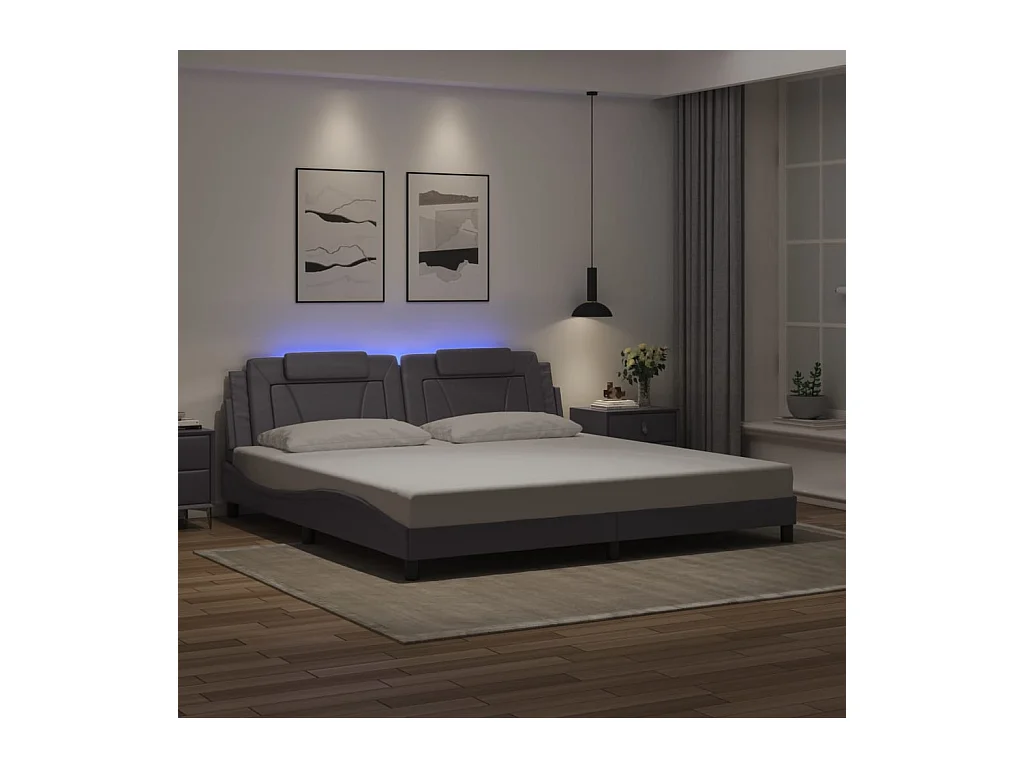 Giroletto Viana con LED senza Materasso Grigio 200x200 cm