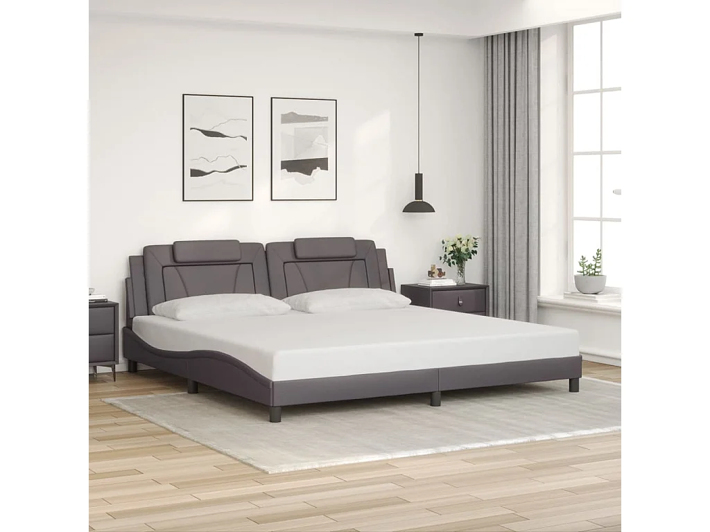Cadre de lit Viana avec LED sans matelas gris 200x200 cm