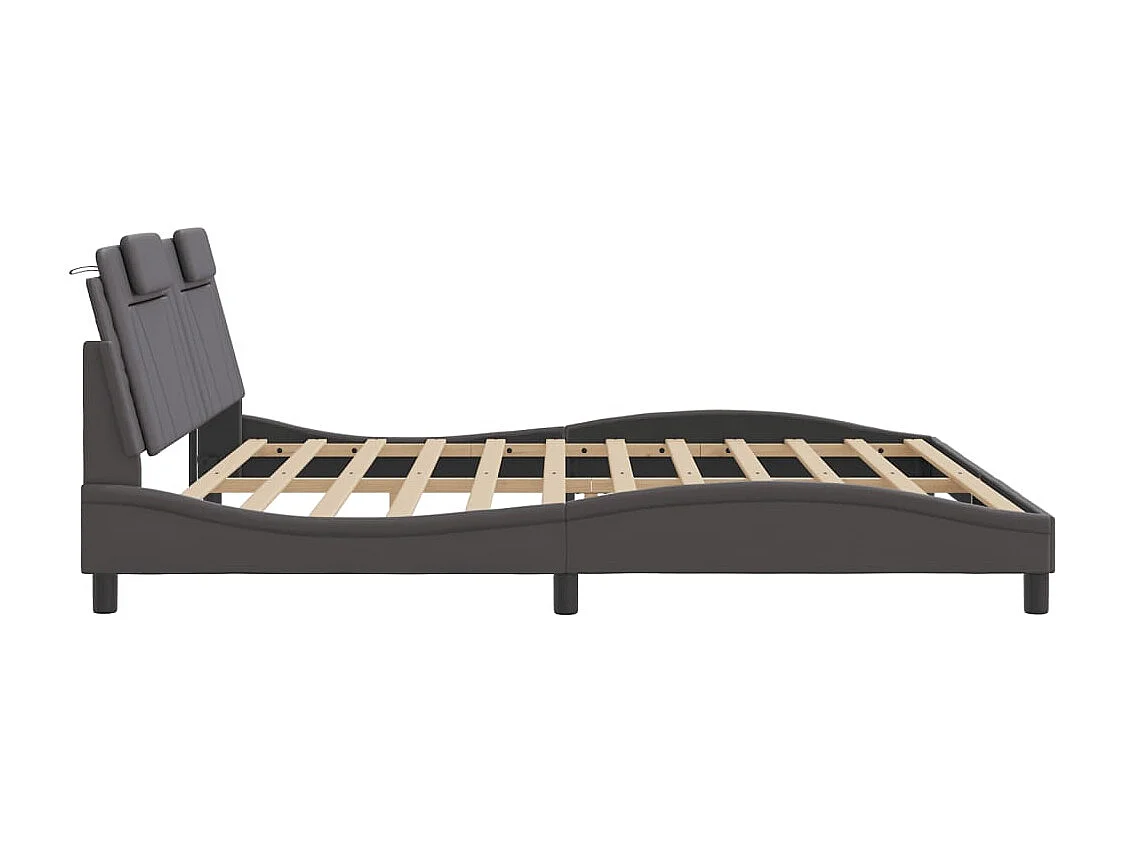 Cadre de lit Viana avec LED sans matelas gris 200x200 cm