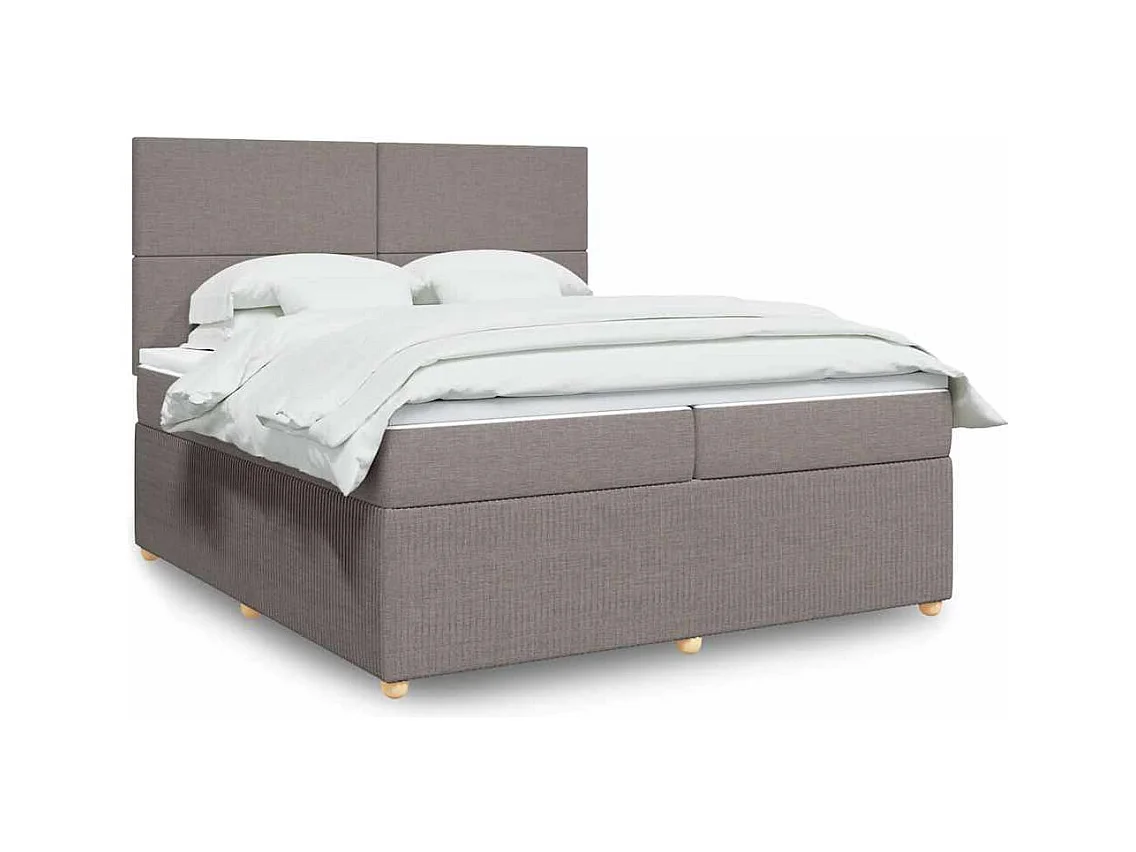 Sommier à lattes de lit avec matelas Taupe 200x200 cm Tissu