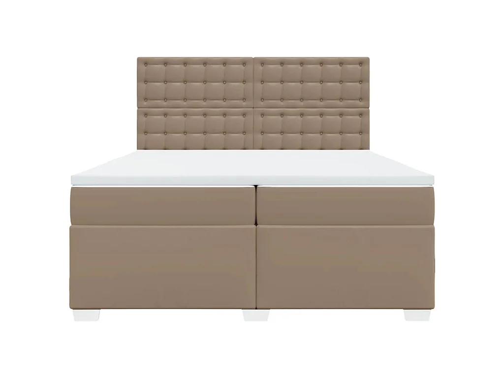 Cama box spring con colchón cuero sintético capuchino 200x200cm