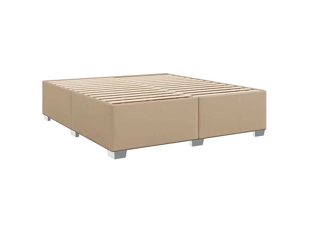 Cama box spring con colchón cuero sintético capuchino 200x200cm