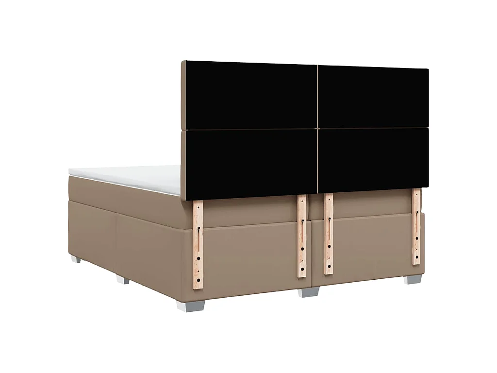 Cama box spring con colchón cuero sintético capuchino 200x200cm