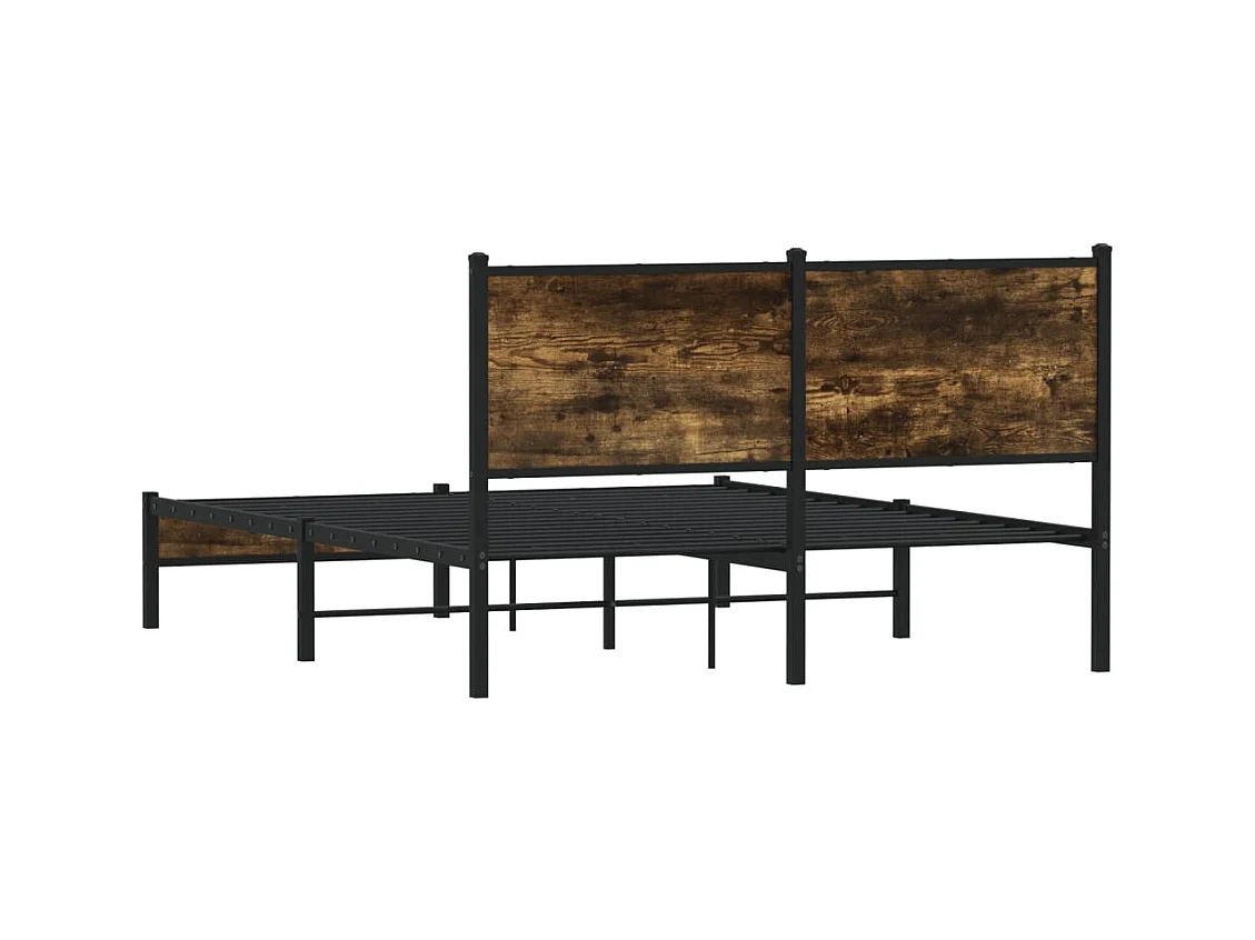 Cadre de lit en métal sans matelas chêne fumé 150x200 cm