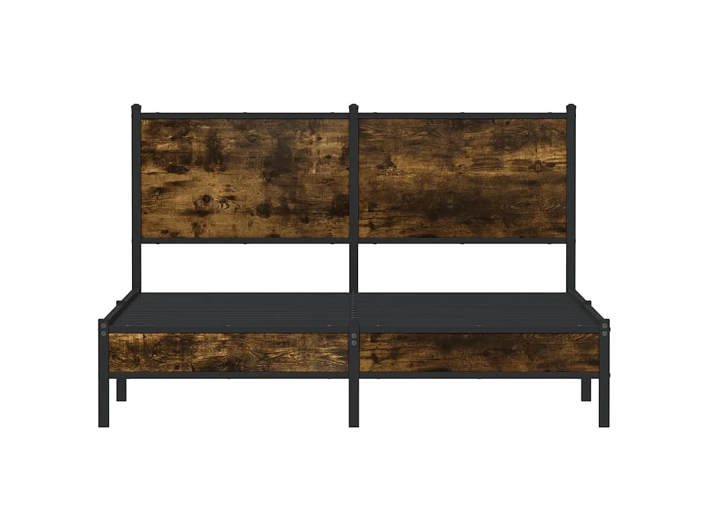 Cadre de lit en métal sans matelas chêne fumé 150x200 cm