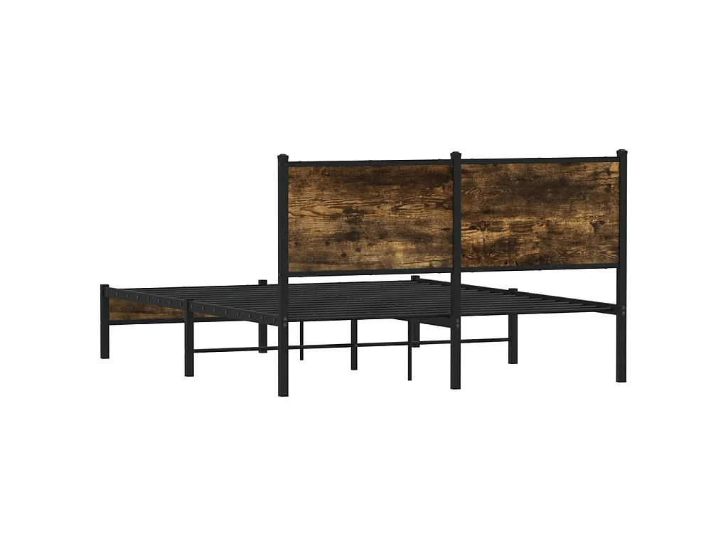 Cadre de lit en métal sans matelas chêne fumé 150x200 cm