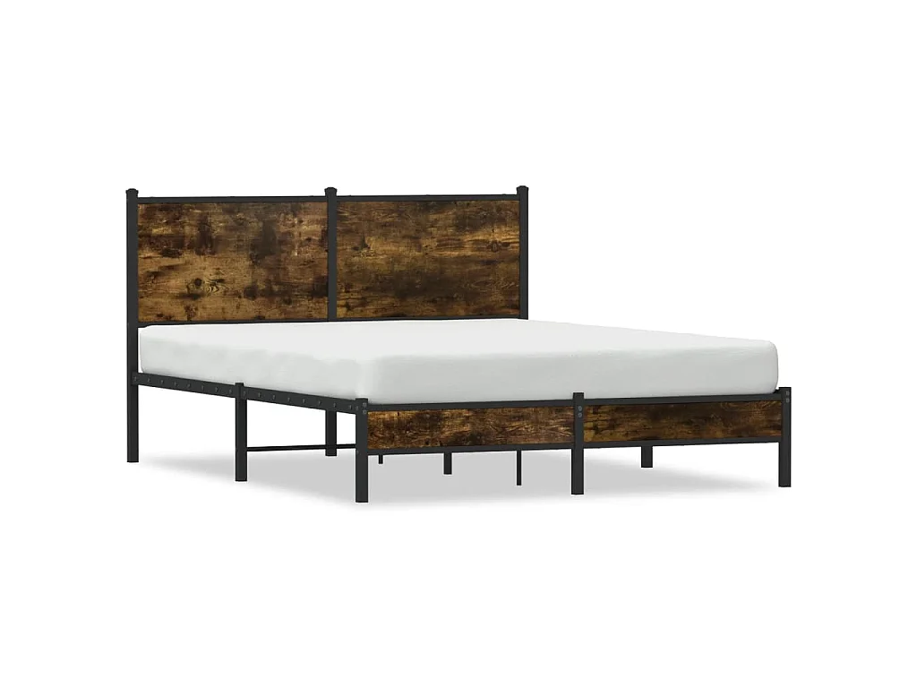 Cadre de lit en métal sans matelas chêne fumé 150x200 cm