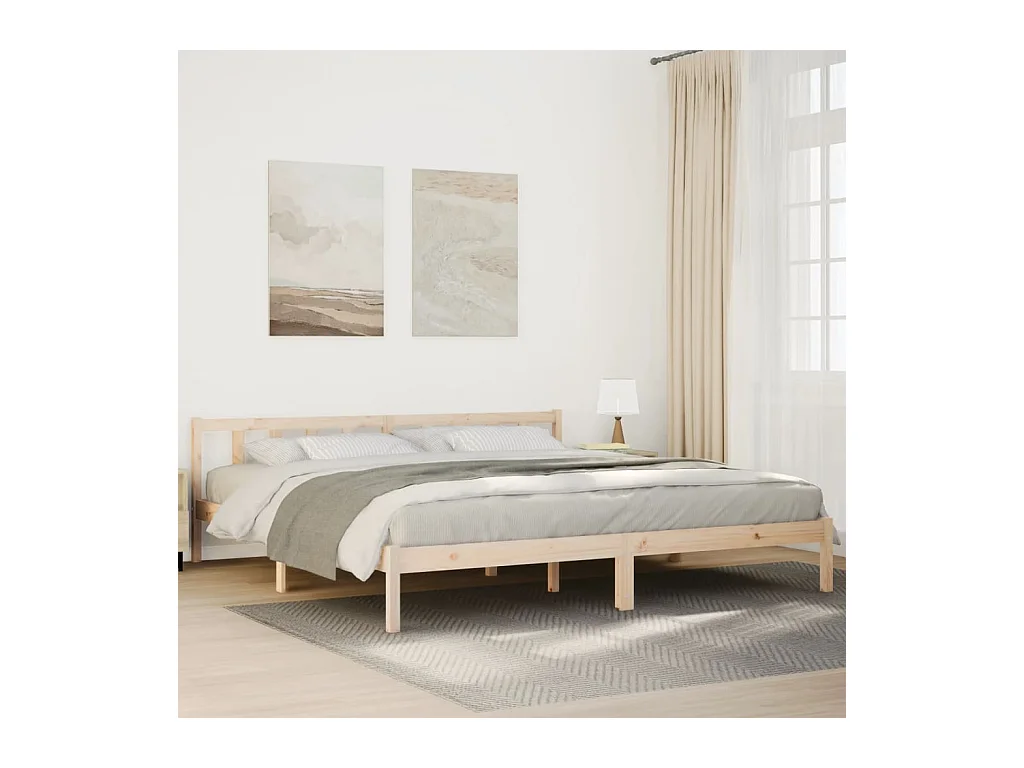 Cadre de lit extra long sans matelas 200x220 cm bois massif pin
